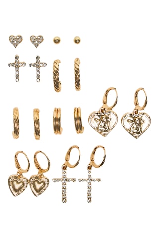 9 paires de boucles d'oreilles - Doré