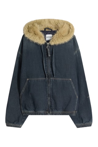 Veste en jean à capuche - Bleu pétrole