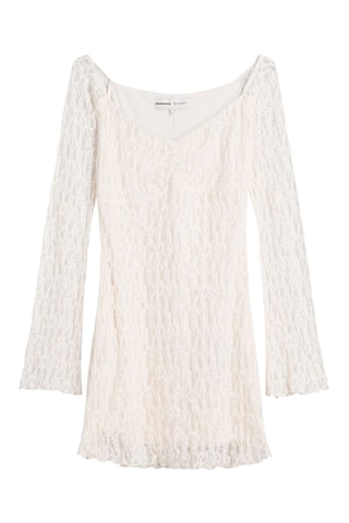 Robe droite en dentelle - Ecru
