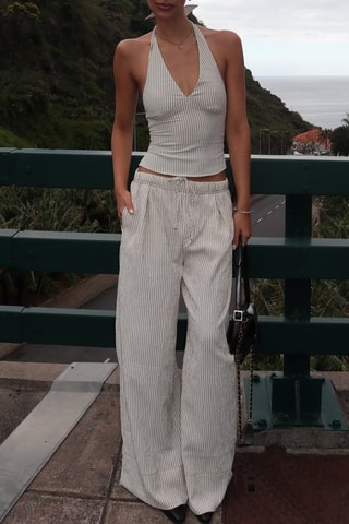 Pantalon wide legs - Beige