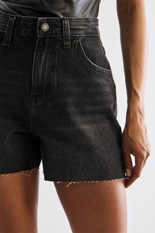 Short en jean taille haute - Noir