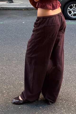Pantalon wide legs - Marron