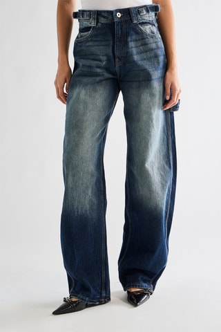 Jean wide legs taille haute - Bleu