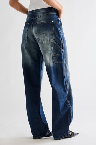 Jean wide legs taille haute - Bleu