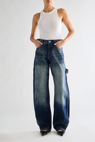 Jean wide legs taille haute - Bleu
