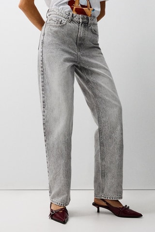Jean mom taille haute - Gris clair