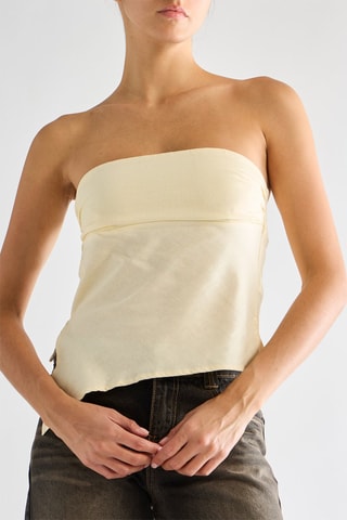 Top bustier en lin - Jaune