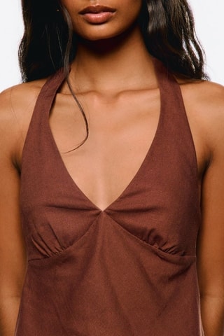 Robe trapèze en lin - Marron