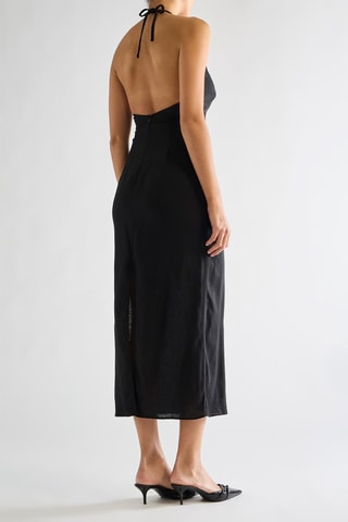 Robe midi en lin - Noir