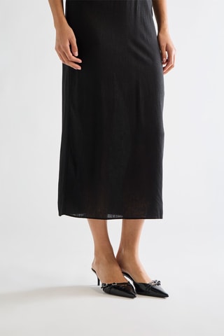 Robe midi en lin - Noir