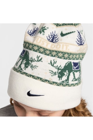 Bonnet à pompon Peak - Blanc et vert foncé
