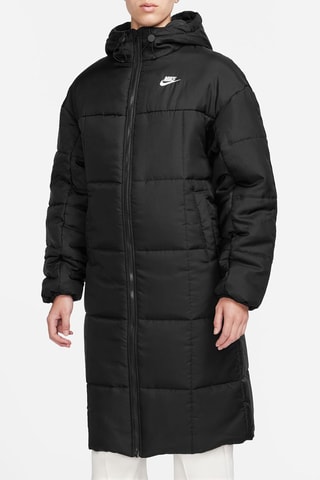 Doudoune longue à capuche - Noir et blanc