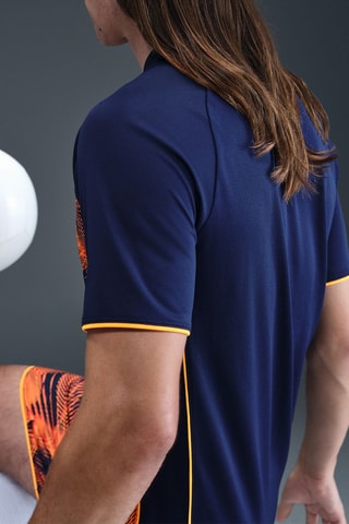 T-shirt de football Academy - Bleu nuit et orange