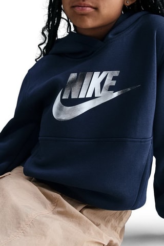 Sweat à capuche Sportswear Club - Bleu marine et argenté