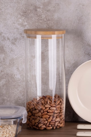 9 bocaux en verre borosilicate, bambou et silicone - 60 cl à 2,1 l