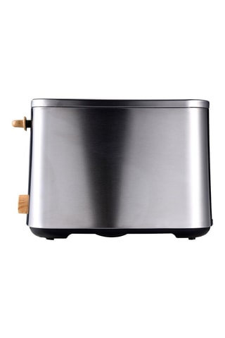 Grille-pain en acier inoxydable et bois - 800 W - 2 fentes - Noir, marron et argenté