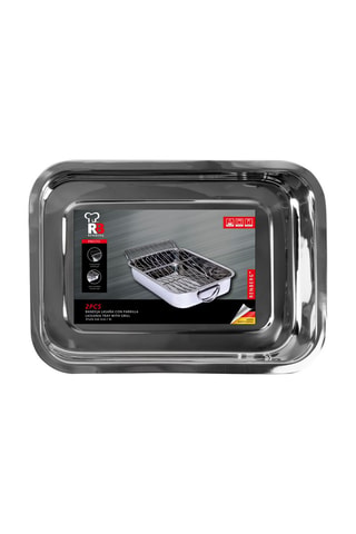 Plateau à lasagnes en acier inoxydable - 37 x 26,5 x 6,3 cm