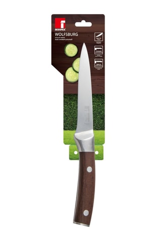 Couteau utilitaire en acier inoxydable et hêtre Wolfsburg - 28 cm