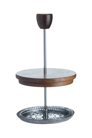 Cafetière à piston en verre borosilicate, acier inoxydable et bois d'acacia - 80 cl - Marron et argenté