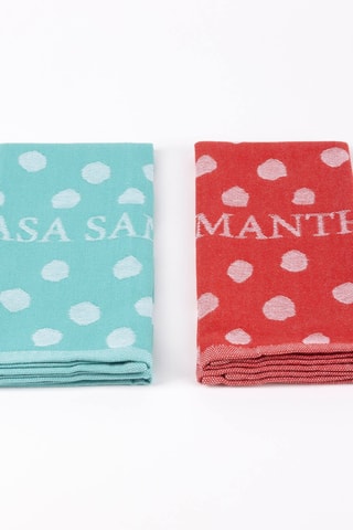12 torchons Casa Samantha - Turquoise et rouge