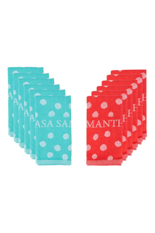 12 torchons Casa Samantha - Turquoise et rouge
