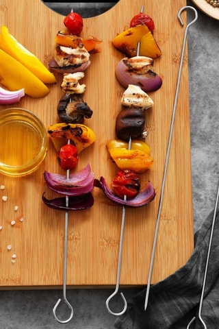 4 brochettes en acier inoxydable - 36 cm