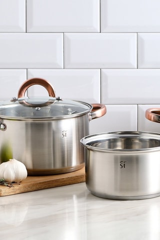 2 Roestvrijstalen Kookpannen en 1 Steelpan