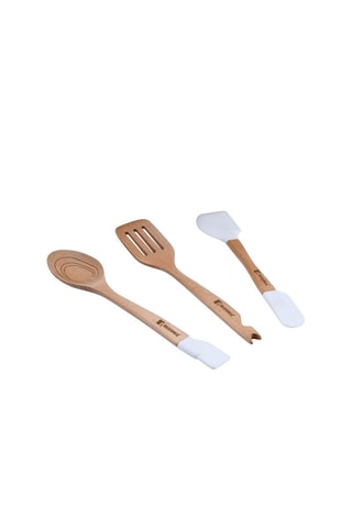3 Stuks Beukenhouten en Silicone Keukengerei