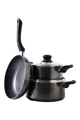2 Steelpannen en 1 Koekenpan