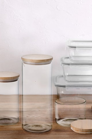9 barattoli in vetro borosilicato, bambù e silicone - 60 cl a 2,1 l