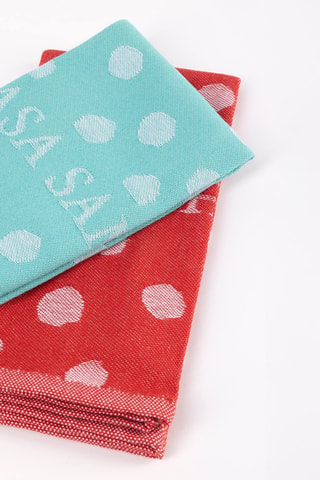 12 Theedoeken Casa Samantha - Turquoise en Rood