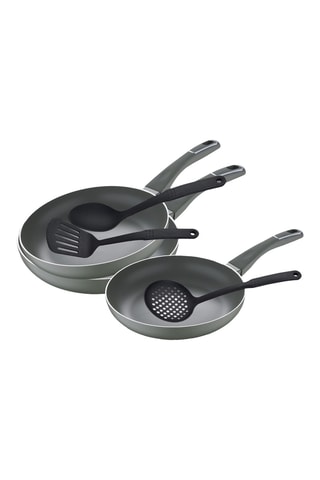 3 Koekenpannen en 3 Keukengerei