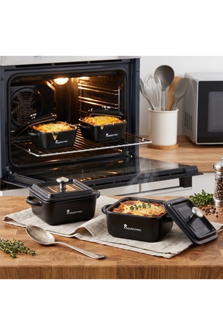 4 Keramische Mini-ovenschalen - 13,5 x 10,6 x 4,5 cm