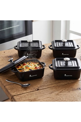 4 Keramische Mini-ovenschalen - 13,5 x 10,6 x 4,5 cm