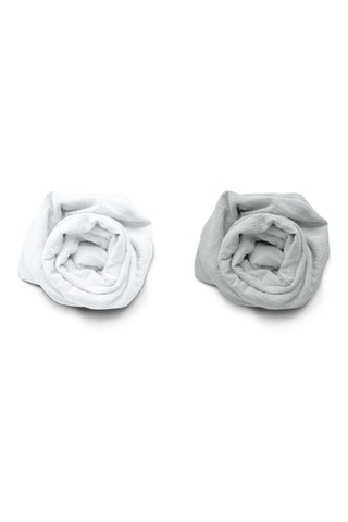 2 draps-housses en gaze de coton - Blanc et gris clair