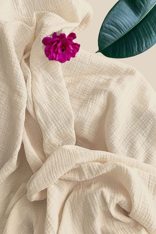 2 draps-housses en gaze de coton - Vert d'eau et beige