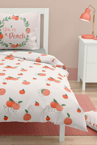 Pack parure de couette en coton 57 fils/cm² Peachy Pastel - Blanc