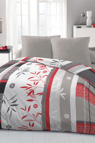 Parure de couette en microfibres Shizuoka - Blanc et gris