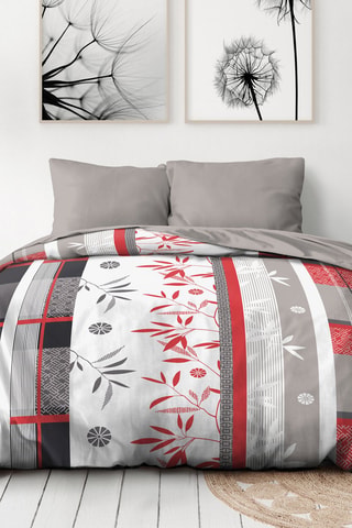 Parure de couette en microfibres Shizuoka - Blanc et gris