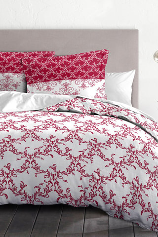 Parure de couette en coton 57 fils/cm² Frise - Bordeaux et blanc