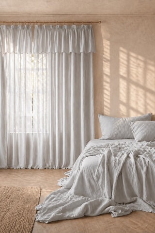 Parure de couette et rideau en gaze de coton La Sultane - Gris clair