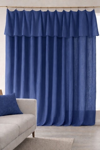 Parure de couette et rideau en gaze de coton La Sultane - Bleu marine