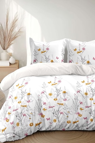 Parure de couette en percale de coton 80 fils/cm² L'Insoumise - Blanc et jaune