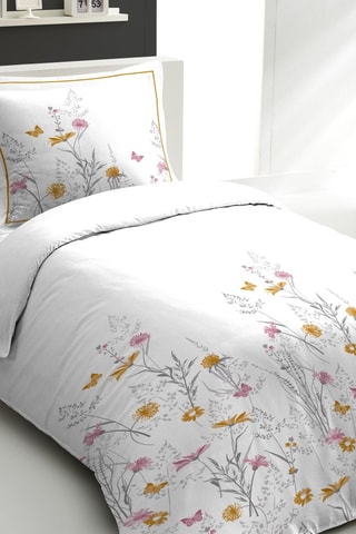 Parure de couette en percale de coton 80 fils/cm² L'Insoumise - Blanc et jaune