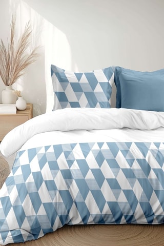 Parure de couette en percale de coton 80 fils/cm² La Gitane - Bleu et blanc
