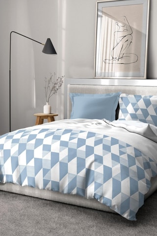 Parure de couette en percale de coton 80 fils/cm² La Gitane - Bleu et blanc
