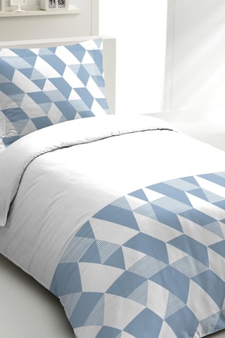 Parure de couette en percale de coton 80 fils/cm² La Gitane - Bleu et blanc