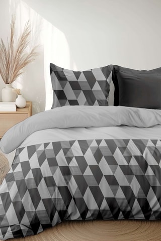 Parure de couette en percale de coton 80 fils/cm² La Gitane - Gris et blanc