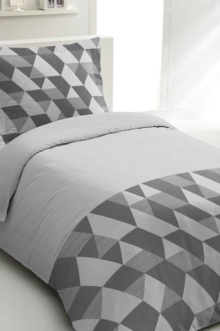 Parure de couette en percale de coton 80 fils/cm² La Gitane - Gris et blanc
