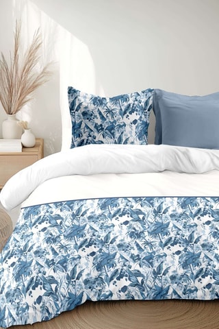 Parure de couette en percale de coton 80 fils/cm² La Nomade - Bleu et blanc